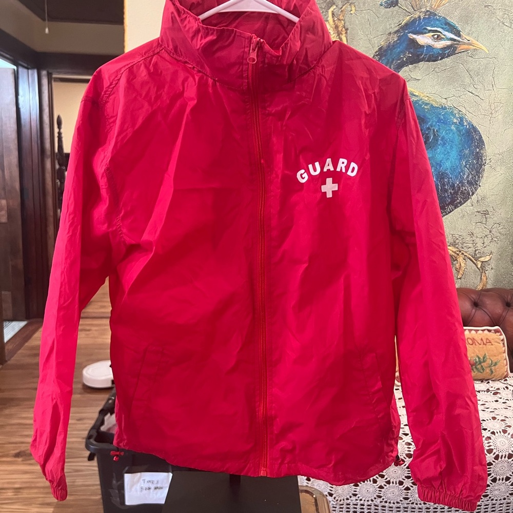 Men's Red Windbreaker Jacket - Lightweight Zip-Up